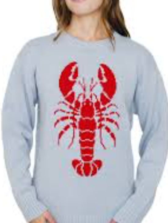 Mighty Fine Sweaters - Mighty Fine Women's Blue Lobster Graphic Knit Crewneck Sweater XXL
